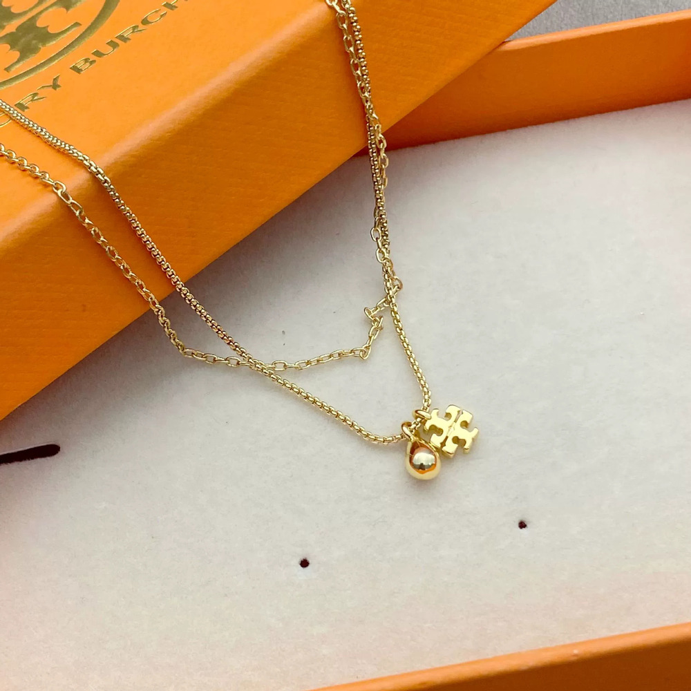 Tory Burch Gold Plated Double Layer Vintage Necklace